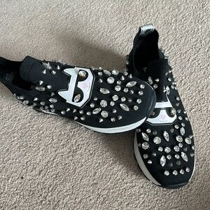 Karl Lagerfeld Black and White Crystal Sneakers